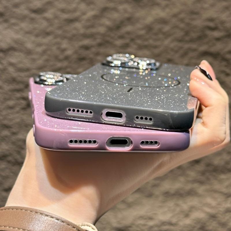Glitter Camera Protector Magnetic Phone Case for iPhone 16 14 15 Plus 11 12 13 Pro Max Luxury Wireless Charge Shockproof Cover