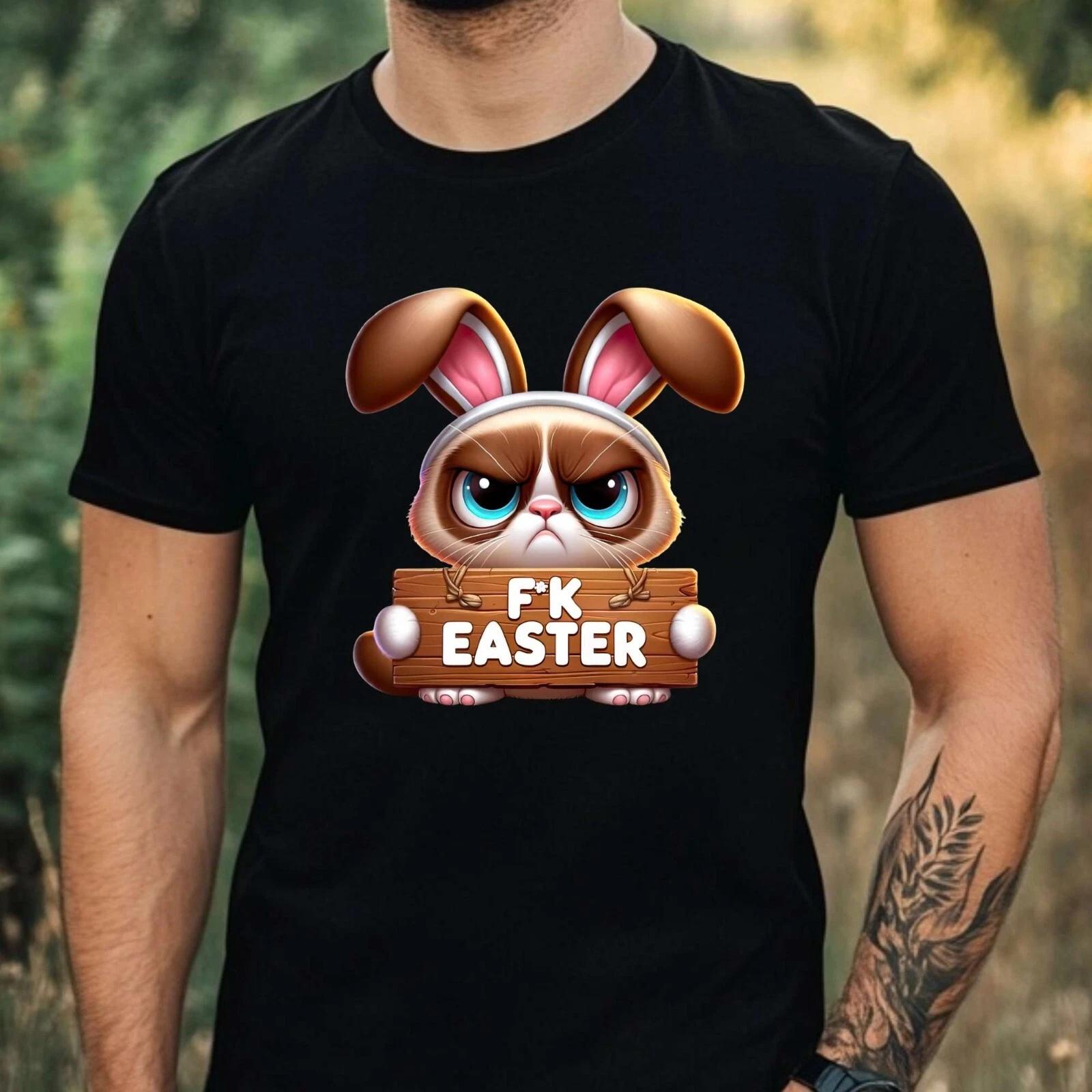 Mens Anti Easter Animal Print Cotton 100% Cotton T-shirt Mens Tees Top Size XS to 5XL- XL