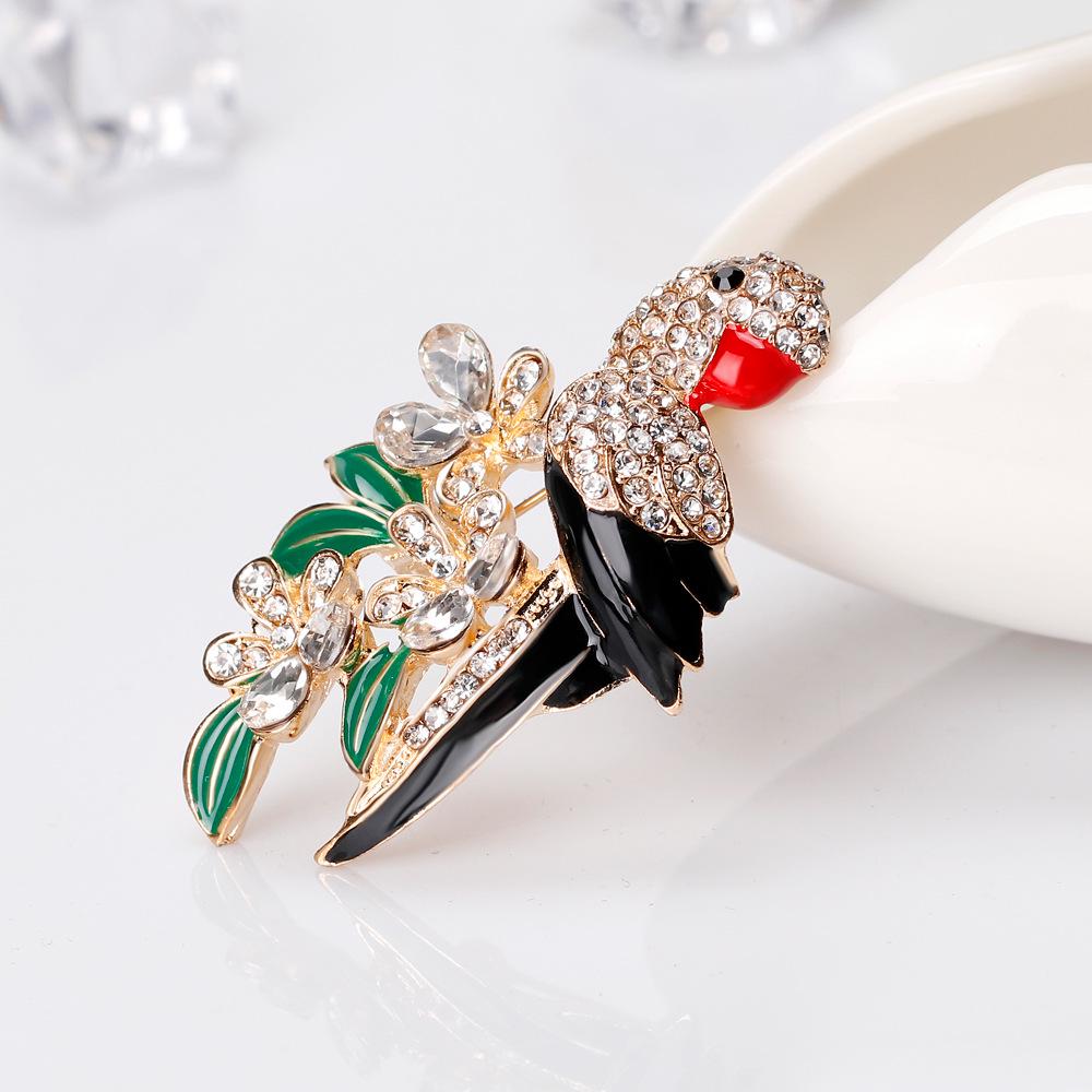 Damen Mädchen Raffinierte Broschen Mode Papageien-Modellierung mit Strassbesatz Kleid Brustnadel Geburtstag Weihnachten Geschenk