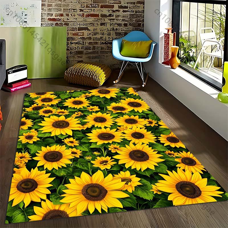 1PC Sunflower Printed Carpet for Living Room Bedroom Bedside Bathroom Floor Mat Area Rugged Sofa Mat Home Decor Large Size