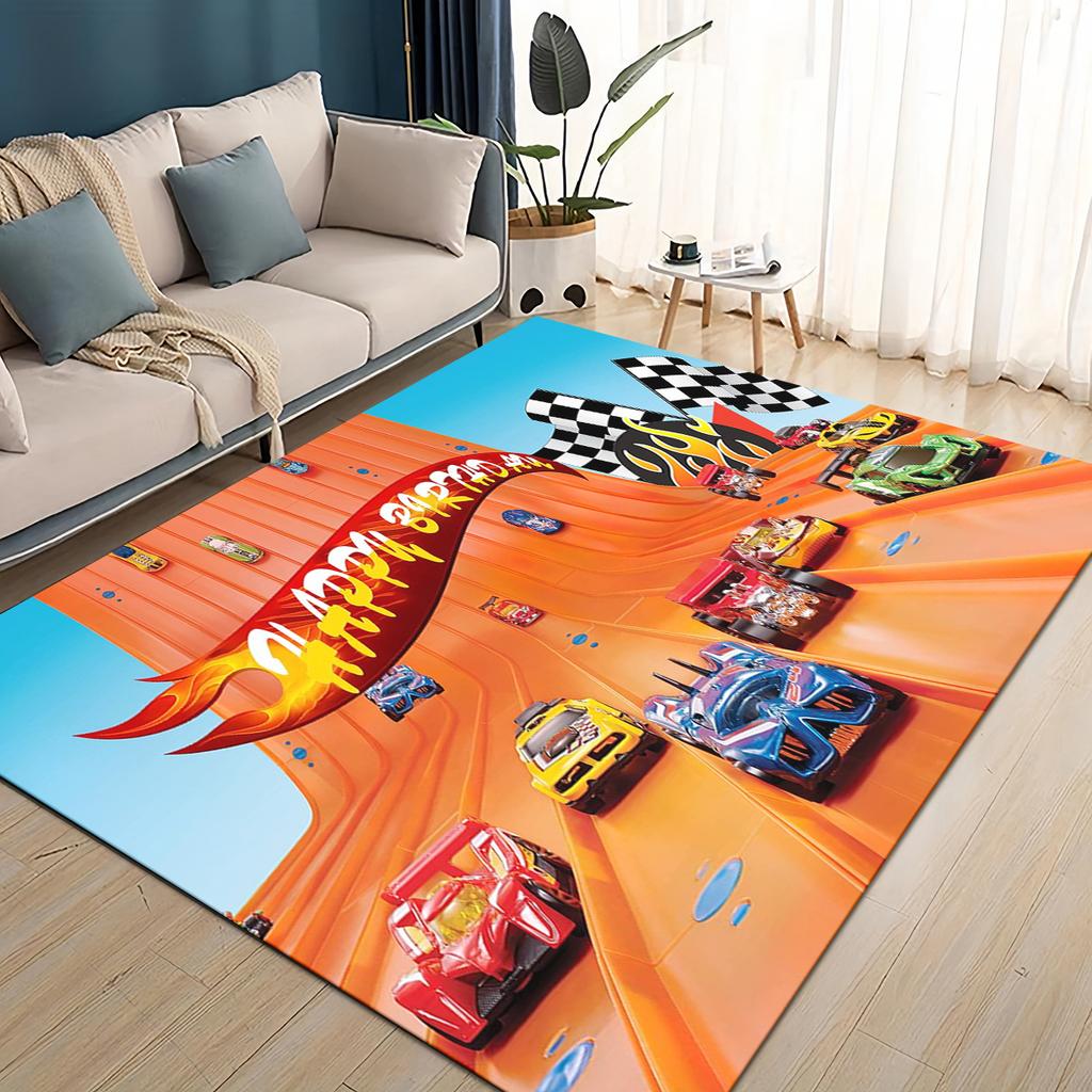 3D Hot W-Wheels Monster Závodní Auto Plocha Koberec, Koberec pro Obývací Pokoj Dětský Pokoj Pohovka Rohožka Dekorace, Protiskluzová Podlahová Rohož