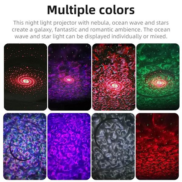 Bluetooth Star Projector Night Light Voice & Remote Control 32 Lighting Modes Built-in Music Player Star Galaxy Ocean Wave Projection Lamp Decor