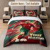 Set Biancheria da Letto Personalizzato Modello Cristiano Ronaldo, Stampa Nome Testo 1 Copripiumino più 2 Federe Tessile per la Casa