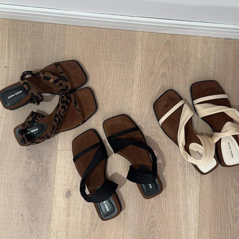 Shoes Women Slippers Casual On A Wedge Square Toe Slides Rubber Flip Flops Pantofle Heeled Mules Soft Luxury Hawaiian 2025 Summ