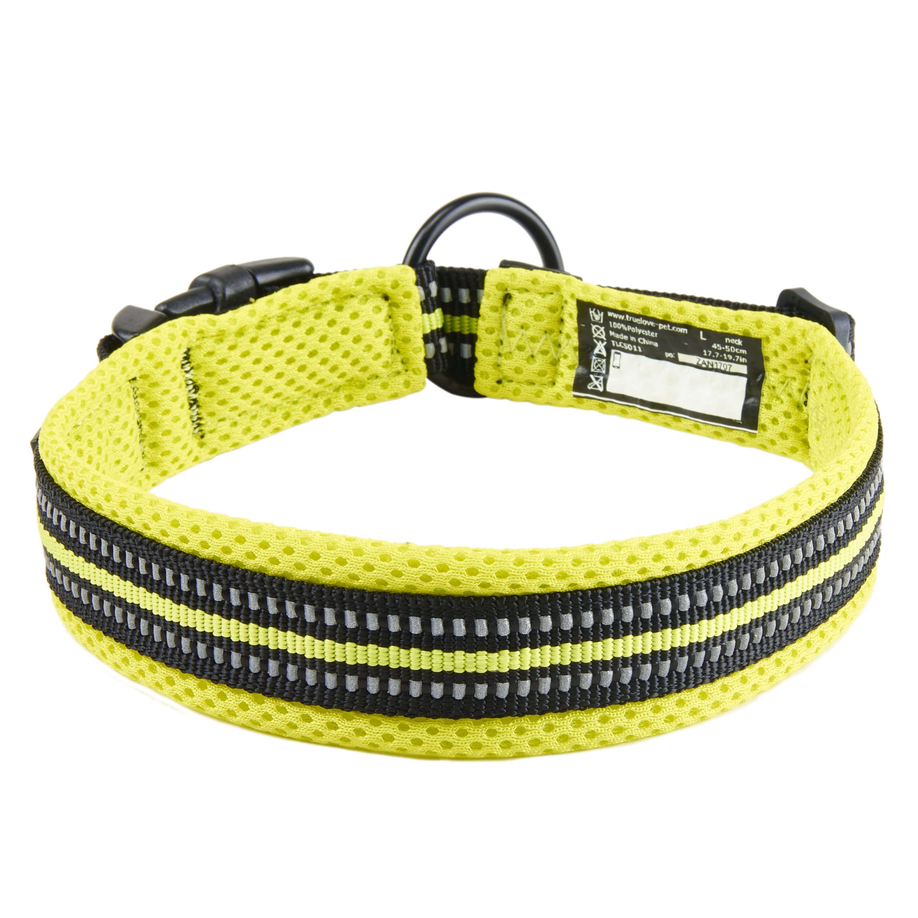 

Truelove Reflective Dog Collar with Plastic Clip-in Buckle, High-grade Soft Padded Nylon Webbing, No Choke Basic Collars (XS, Green) Green XS#1