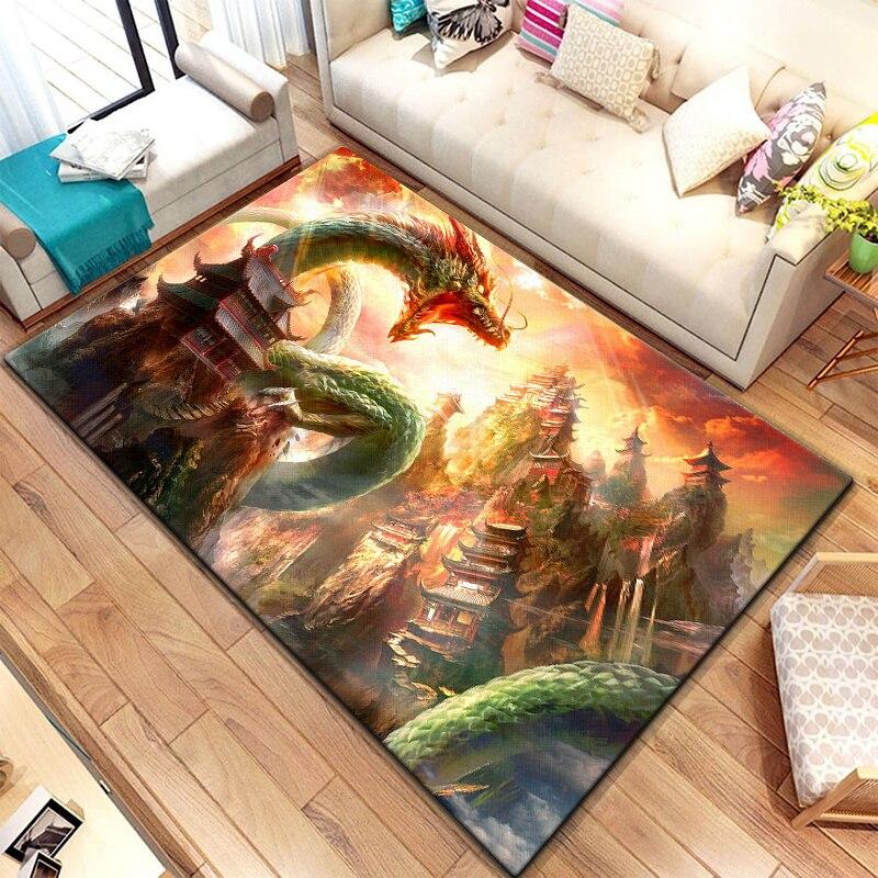 Alfombra personalizada HD de dragón chino, decoración del hogar, estera de camping, estera de cocina para baño, estera de yoga, alfombras para sala de estar