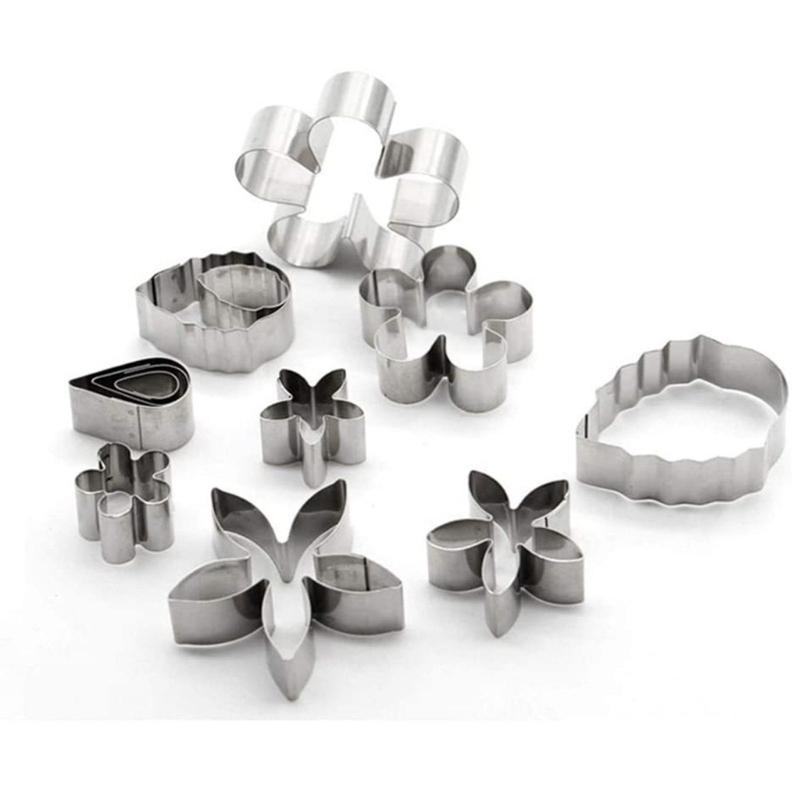 12Pcs Flower Shape Cookie Molds Biscuit Cutters 304 Stainless Steel Baking Supplies For Creative Dessert Pastries Tool