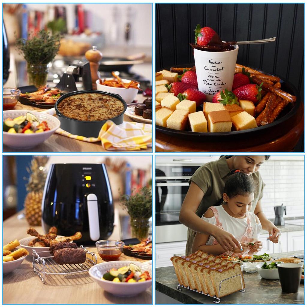 14Pcs Air Fryer Accessories Chips Baking Basket Pizza Pan Home Kitchen Tool