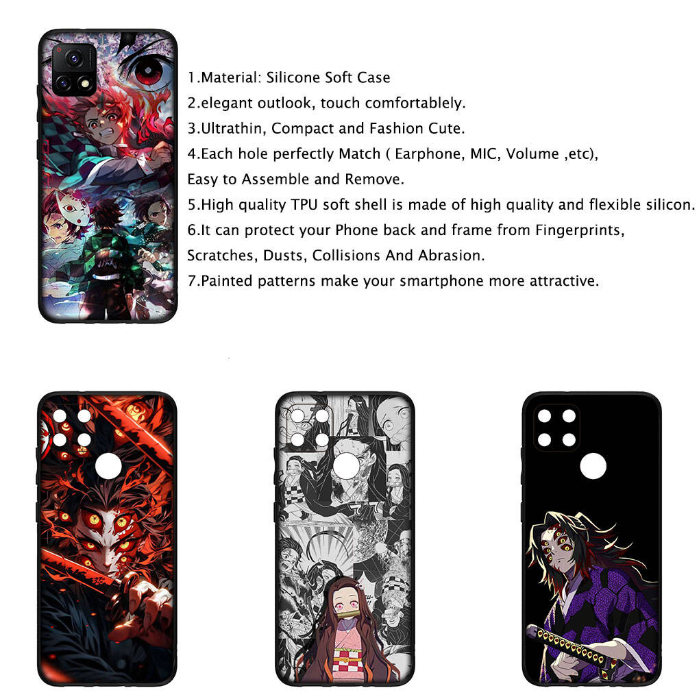 for iPhone 17 16 15 Xiaomi Poco F7 F8 X7 X6 C85 C75 M8 Redmi Note 14 13 12 11 Pro Max 14C 13C A3 A4 Phone Case Demon Slayer Kamado Tanjiro Kokushibo