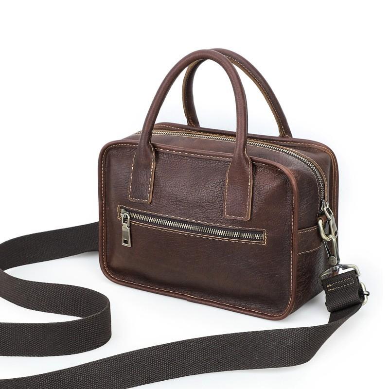 Top Layer Cowhide Unisex Handbag Niche Retro Storage Bag Fashionable Genuine Leather Shoulder Crossbody 26x12x28