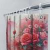 Watercolor Roses And Heart Waterproof Shower Curtain
