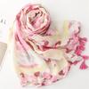 Korean Tassel Viscose Shawl Scarf Wash Painting Style Women Hijab Shawls Soft Thin Scarf  Beach