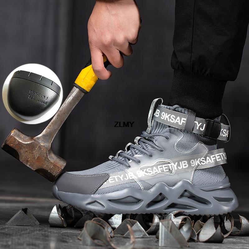 Fashion Safety Shoes Men Steel Toe Work Shoes Puncture Proof Sneaker Man Industrial Work Safety Boots Breathable Protective Boot