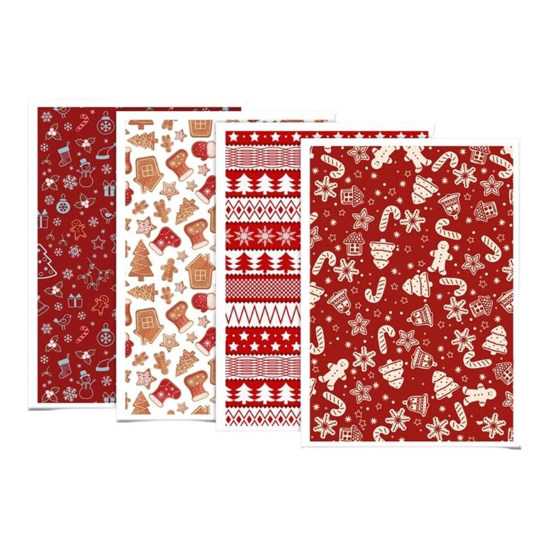 4PCS Christmas Clay Transfer Paper 95x138mm Water Soluble Paper Clay Transfer Sheets for Clay Earring Jewelry Making