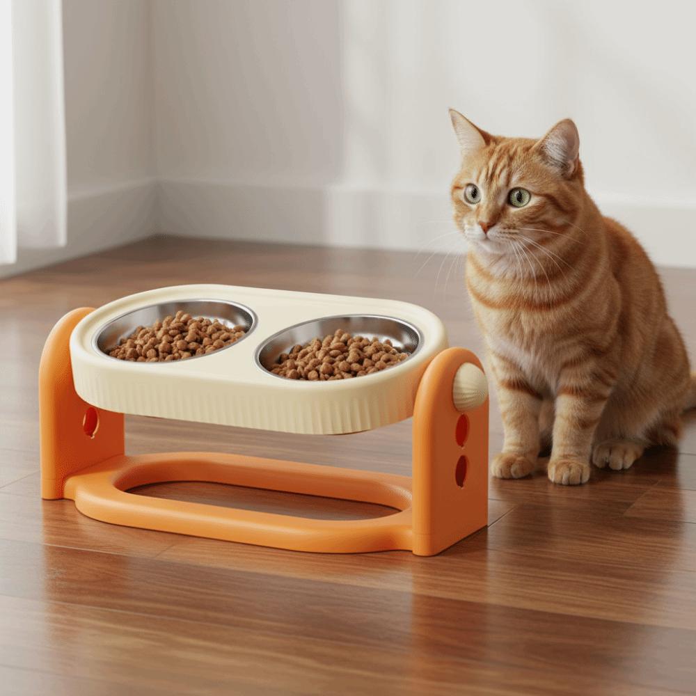 Rotatable Pet High Footed Bowl Non-Slip Elevated Pet Feeder Bowl for Kitten/Puppy/Bunny