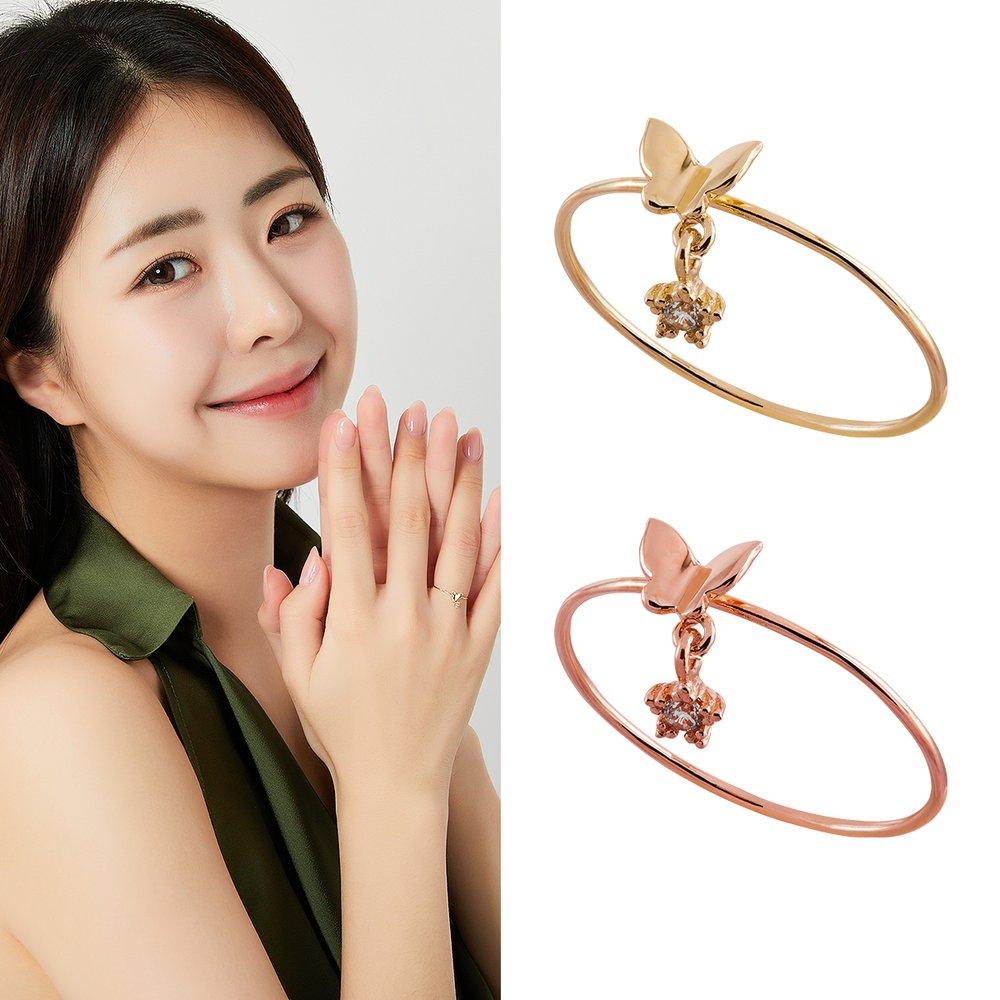 14K Pure Butterfly Miss Ring Gold Thread Ring