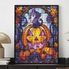 Halloween 5D DIY Diamond Art Painting Kit Stained Glass Pumpkin Home Wall Decor Handmade Gift for Fall Season Autumn Decor Craft