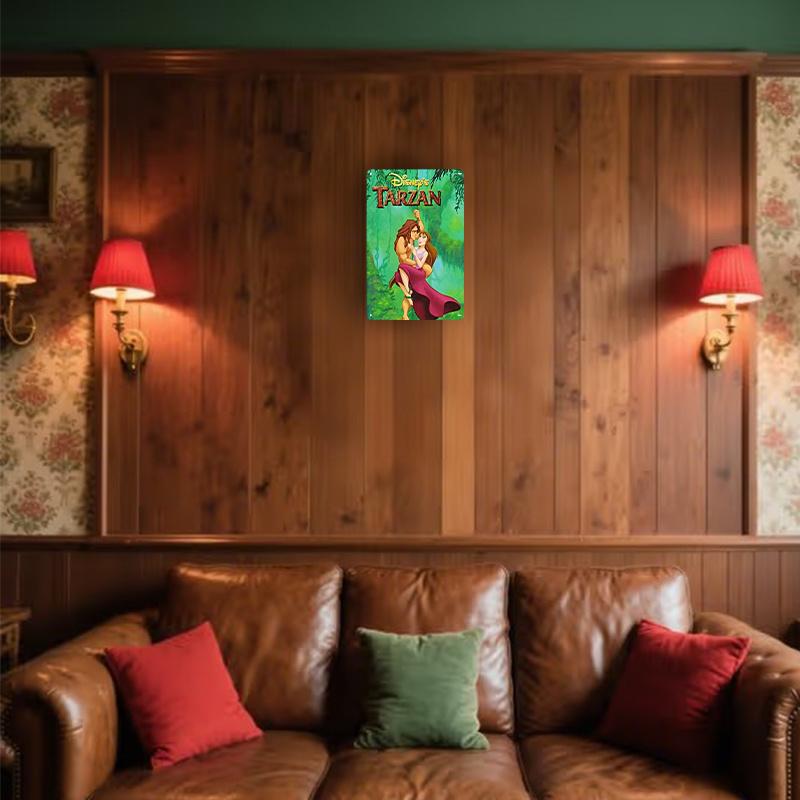 Tarzan & Jane Wall Art - Vintage-Inspired 8x12" Metal Poster Sign, Rustic Home Decor for Living Room, Bedroom, or Office, Easy-t