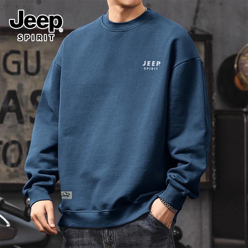 JEEP SPIRIT Men's Heavyweight Outdoor Round Neck Sweatshirt