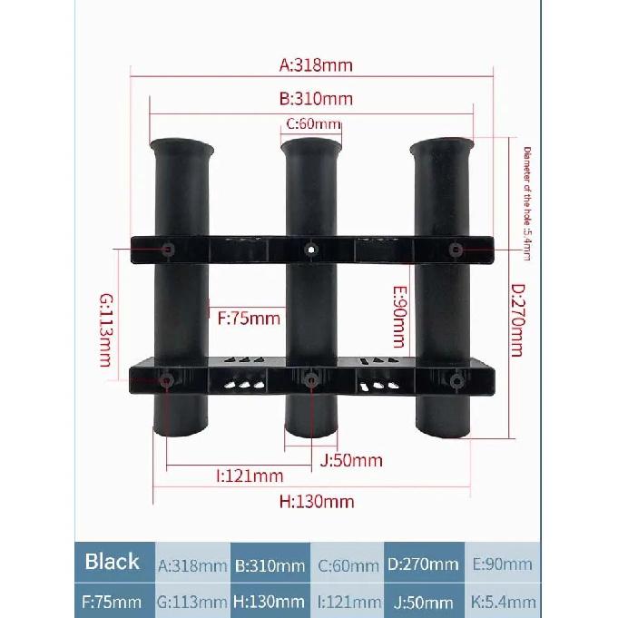 

Boat ABS Portable Plastic Fishing Rod Holder Lightweight Fishing Rod Rack Pole Tube Mount Bracket Socket Marine Yacht Accessorie чёрный