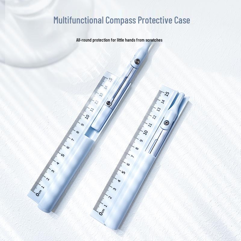 Multifunctional Compass Ruler & Pencil: 3-in-1 Tool for Students - Ideal for Exams and Learning.
