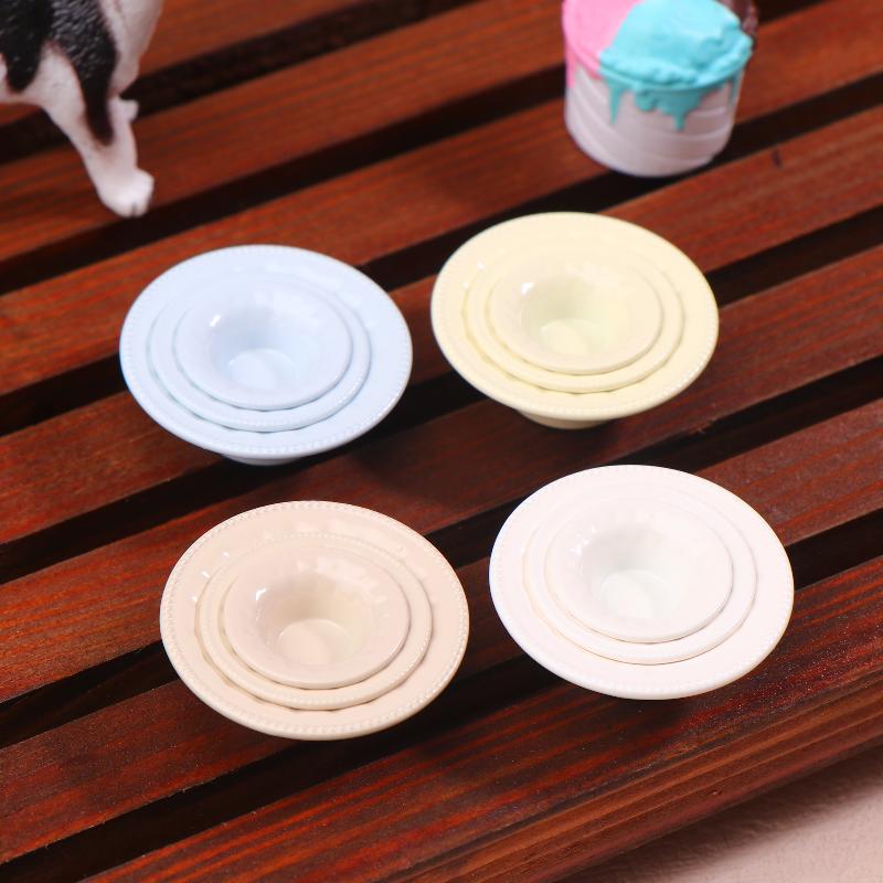 3 Stück Puppenhaus Mini Simulation Westliche Teller Geschirr Modell Puppenhaus Küchendekoration Rollenspielzeug Puppenhauszubehör