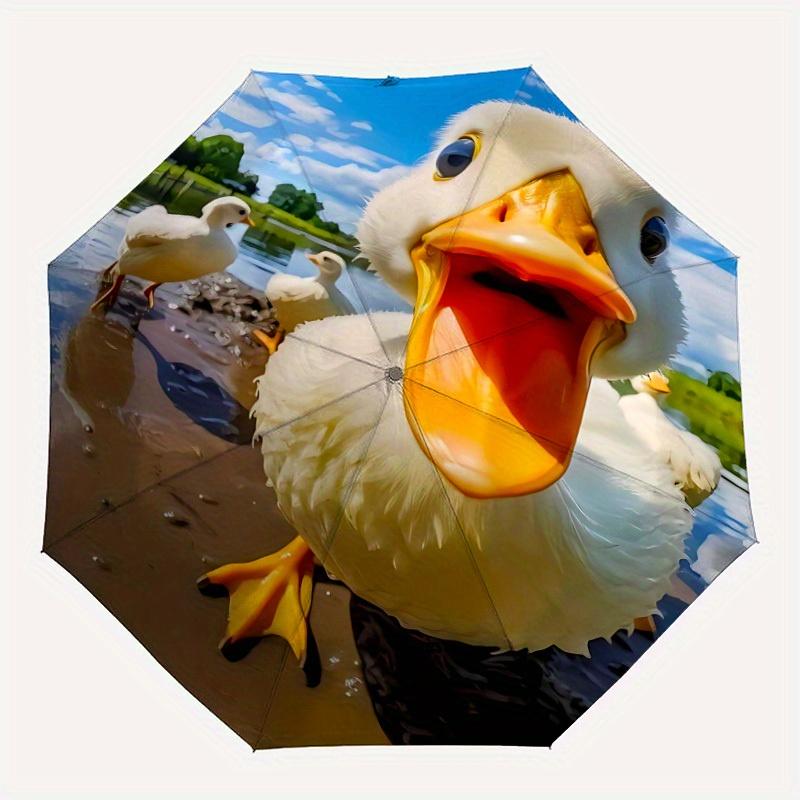 

1pc Duck Cute Automatic Open/Close Exquisite Umbrella - Compact Travel Umbrella, 8-Rib Heavy-Duty Construction, Ideal Gift, Outdoor Accessor