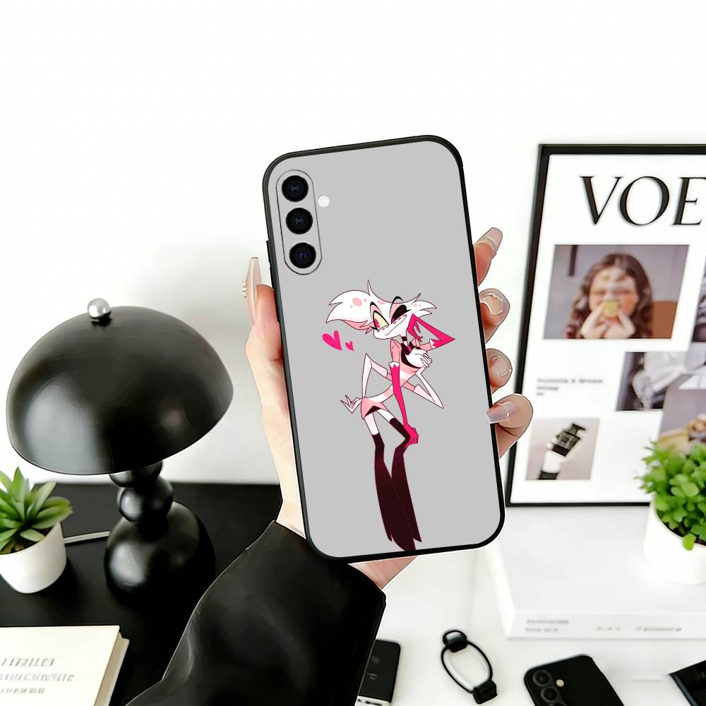 H-Hazbin A-Angel Dust Phone Case Black Silicone Soft For Samsung Galaxy A73,A72,A71,A70,A53,A52,A51
