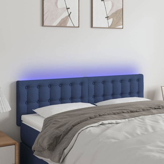 VidaXL Tête de Lit à LED Meuble de Chambre à Coucher Accessoire de Lit Double Tête de Cadre de Lit Intérieur Bleu 3122050