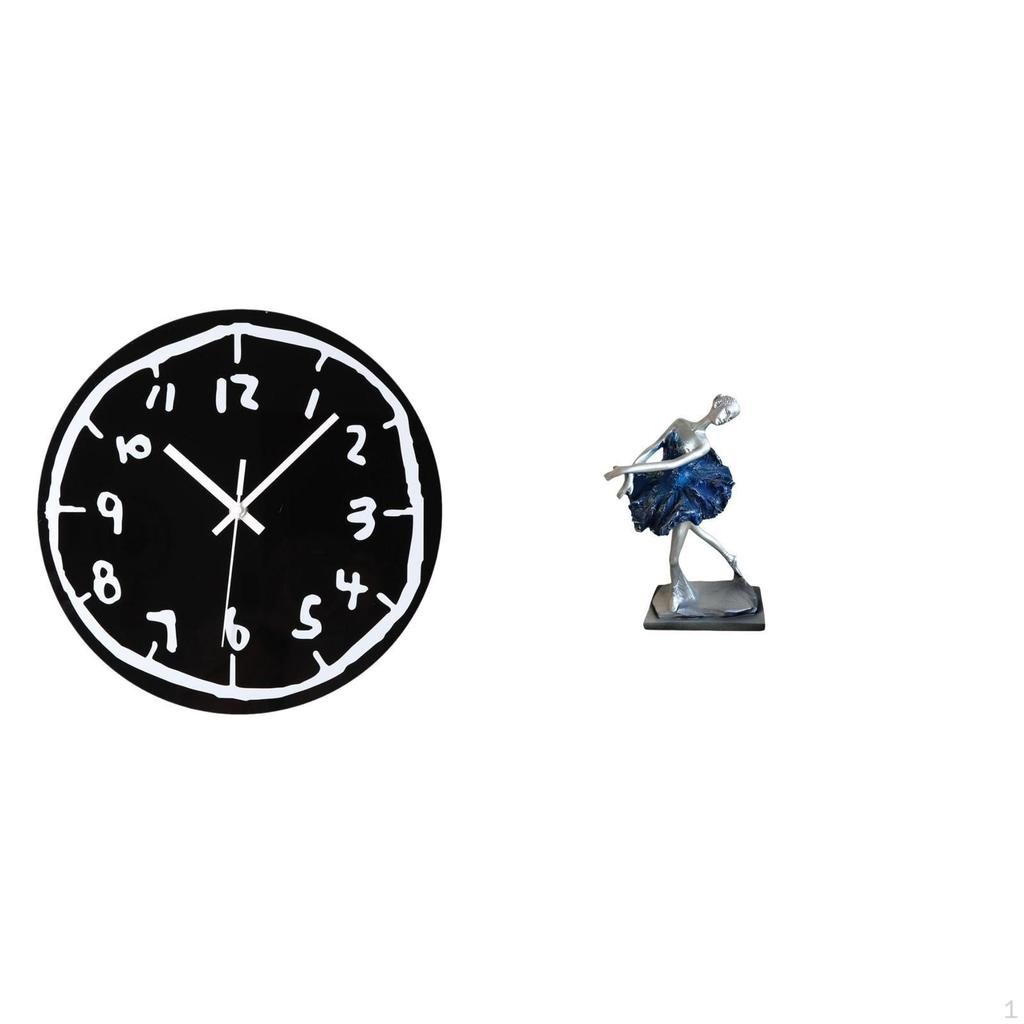 Modern Minimalist Acrylic Wall Clock And Ballerina Dancer Statue Creative Art Ornament for Kitchen