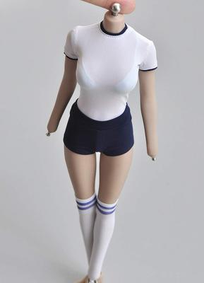 Figure 2024 Latest Design High School Girl Beautiful Gymnastics Clothes and Stockings White and Blue Tight Waist Type and Head Not [TOYBARJAPAN] 1/6