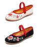 Old Beijing Women's Embroidered Cloth Shoes, Non-Slip Flat Hanfu Style with Beef Tendon Sole
