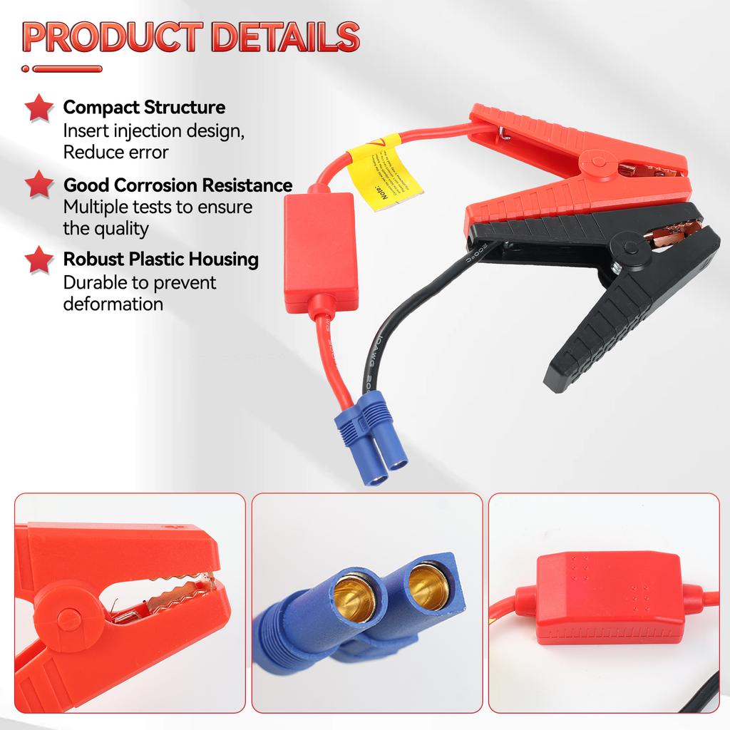1pcs Battery Fire Wire Clip EC5 Connector Emergency Jumper Cable Alligator Clamp Booster for Universal 12V Car Starter Jump 200A