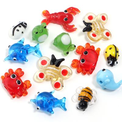 2-10Pcs/Lot Cute Animal Glass Beads Lampwork Loose Spacer Beads Crab Frog Lobster Beads For Jewelry Making DIY Accessories