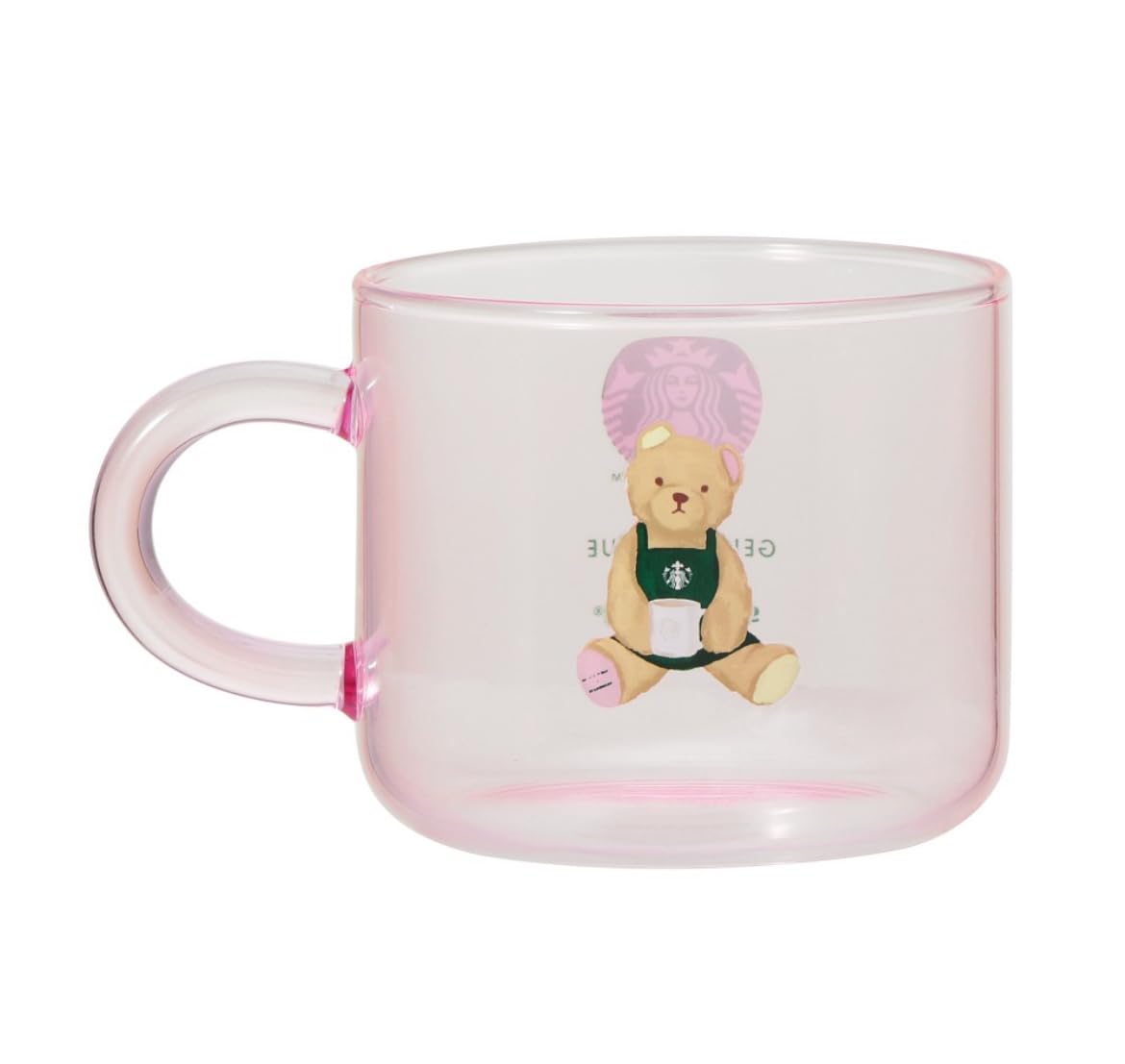 

Starbucks Gela Pique collaboration glass mug, soft pink, 355ml. Gela Pique glass mug, pink.