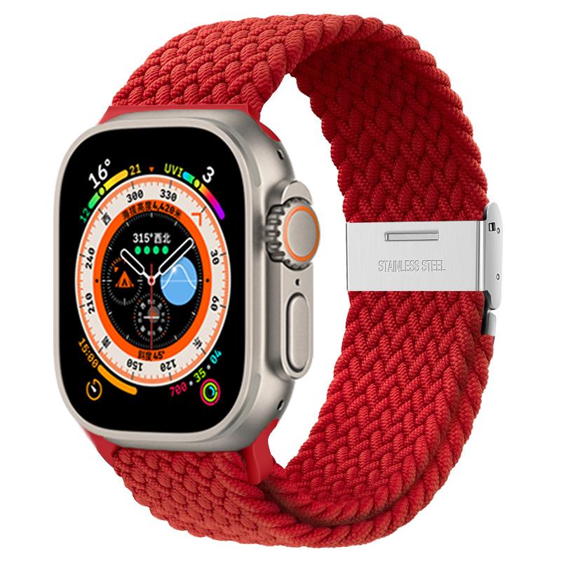 

Ремешок для Apple Watch Ultra Band 49 мм, 45 мм, 44 мм, 40 мм, 41 мм, 42 мм, 40, 45 мм, плетеный браслет Correa соло-петли серии 8, 7, 3, 5, se 6, 4 38mm 40mm 41mm красный