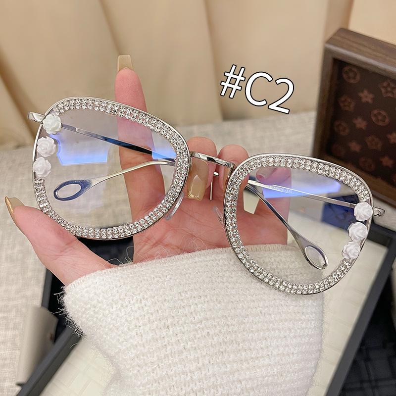 With Diamond Studded Anti Blue Light Glasses Fashionable and High-Quality Luxury Eyeglass Frames for Men and Women