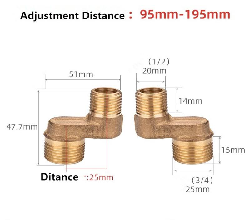Adjustable Adapter Bathroom faucet shower replace part Solid Brass Wall Mounted Width Replacement Angle Valve Accessories