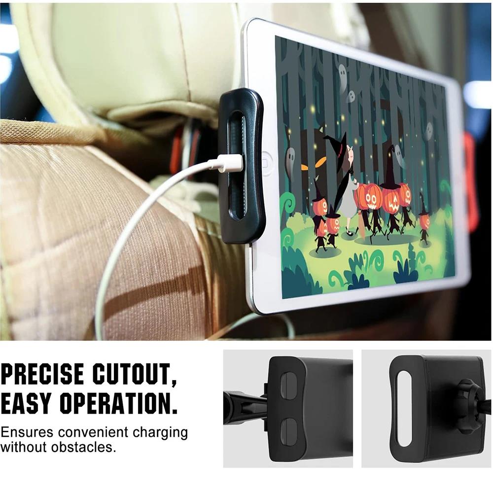 Telescopic Car Rear Pillow Phone Holder Tablet Rotating Holder Car Back Seat Stand Headrest Bracket Universal Holder Accessories