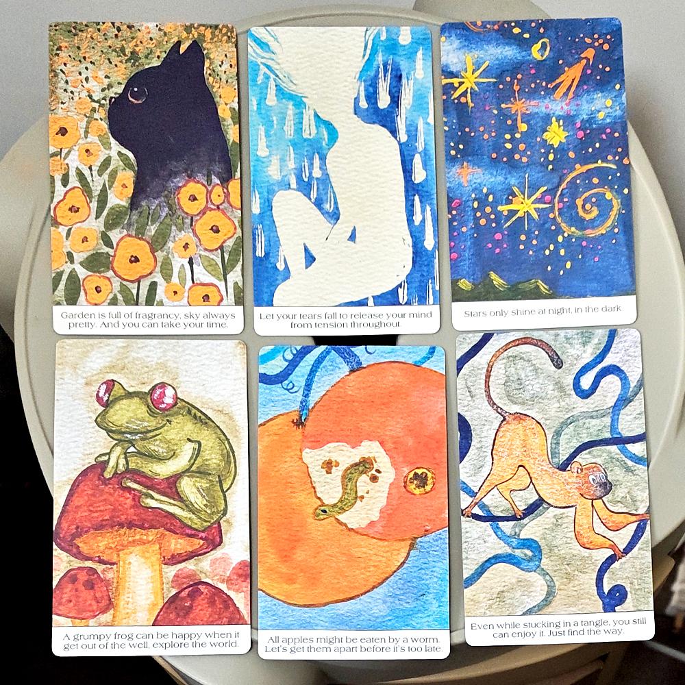 Think Oracle Deck 12*7cm 35 Hand-Painted Cards for Intuition & Emotional Resilience,double-embossed Cardstock