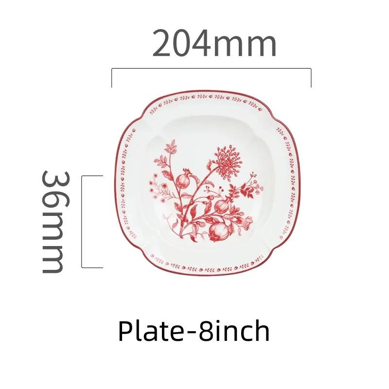 Ceramic Tableware Flower Pattern Bowl Plate Dish Dinner Plate Bread Dish Party Home Dinnerware Table Decoration Kitchen Utensils