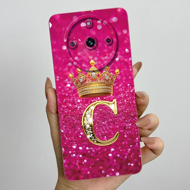 For Realme 11 Pro Plus 5G Fashion Initial Letter Couple Phone Case for Realme 11Pro 11 Pro+ Soft Silicone Lens Protective Casing