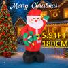 5.91FT Yard Party Decoration Inflatable Santa Claus Wreath Toys LED Light Xmas Home Ornament Supplies Christmas Holiday Gifts