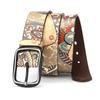 Ethnic Style Graffiti Belt, Genuine Leather Pure Cowhide Personalized Printed Belt Design