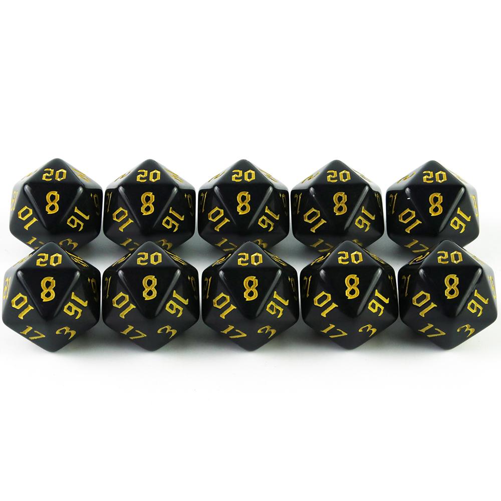 10pcs Opaque Digital Dice Polyhedral D20 Dice Set DND RPG Table Game Dice