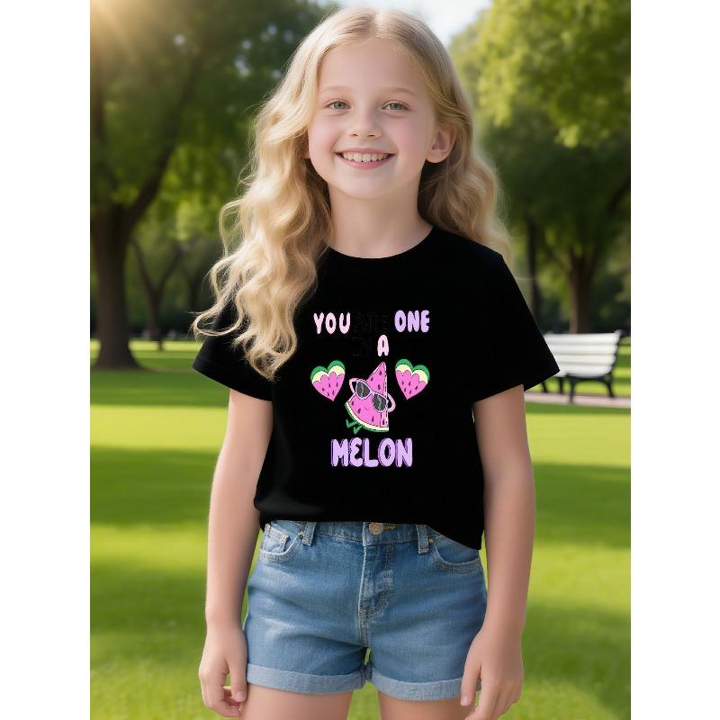 

European sizes Melon Magic Moment | One In A Melon Graphic Tee | Fashion Glasses Watermelon Print | Breathable Quick-Dry Top 98cm чёрный
