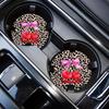 Yousheng 6PCS Car Coasters, Leopard Print Decorative Coasters, Round Heat-Insulating Stain-Proof Cup Holders, for Auto