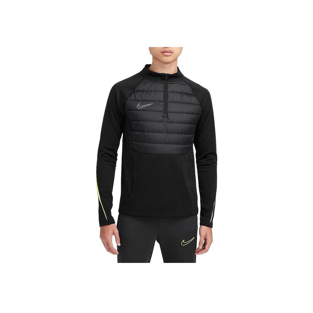 Nike Therma-Fit Academy Drill Top Solid Color Comfortable Fashion Versatile Warm Long Sleeve T-Shirt Men tops Black FB6817-013