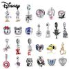 Disney 925 Silver Mickey, Minnie, and Tiggo Pendant Beads Suitable for DIY Bracelets, Jewelry Gifts for Girls