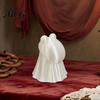 Halloween Ghost Figurine 3D Printed Frog Statue, Spooky Figurine, White Statue Cartoon Decorative Sculpture for Holiday Party Desktop